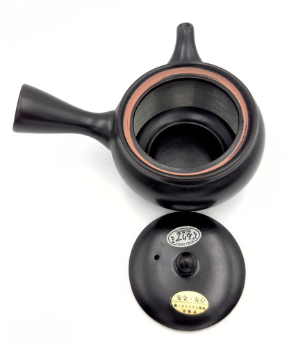 Japanische Handteekanne „Kyusu“ – Matte Schwarzoptik mit integriertem 360°-Sieb