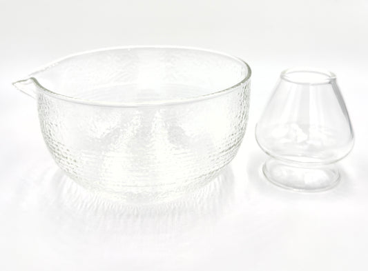 Glas-Matcha-Schale mit Matcha-Besenhalter
