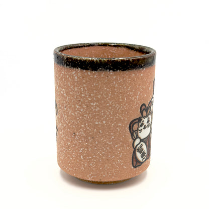 Tasse à thé japonaise porte-bonheur – Tasse en céramique traditionnelle avec symboles de chance